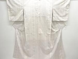 アンティーク　縞に蝶・花唐草模様織り出し手織り紬着物